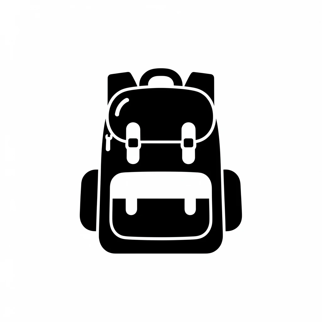 backpack. black and white icon.