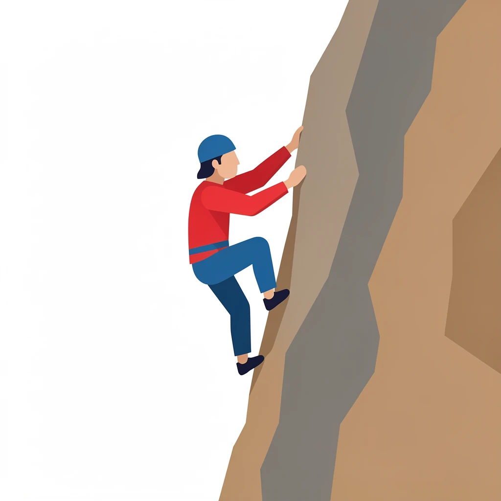 A rock climber scaling a sheer cliff face.