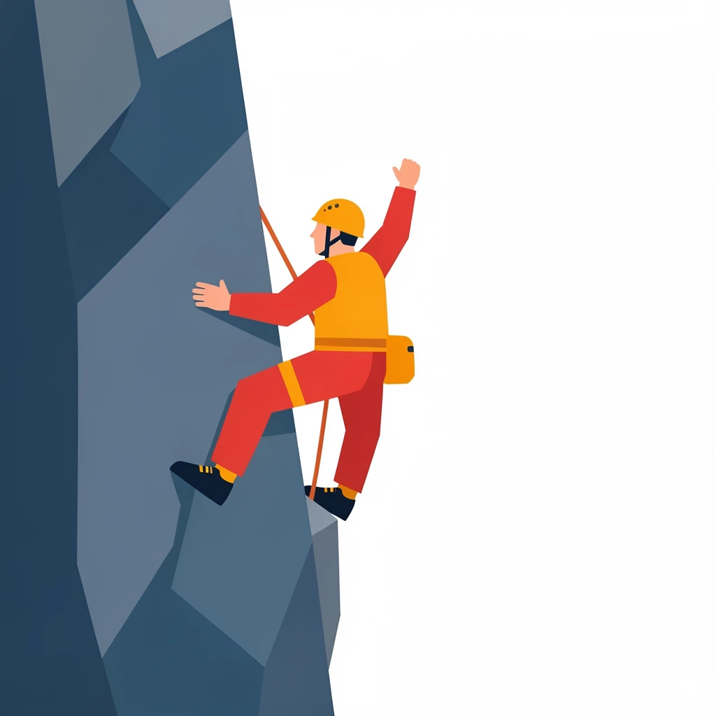 A rock climber scaling a sheer cliff face.