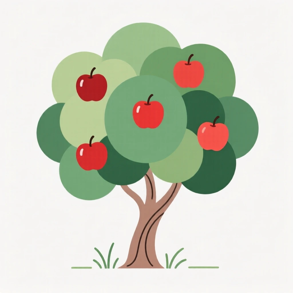 clip art of an apple tree, white background